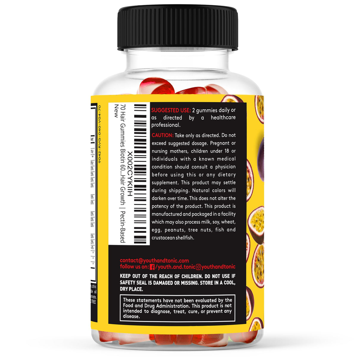 Youth & Tonic Biotin 6000mcg Hair Gummies with Collagen - 70 Count - image 8