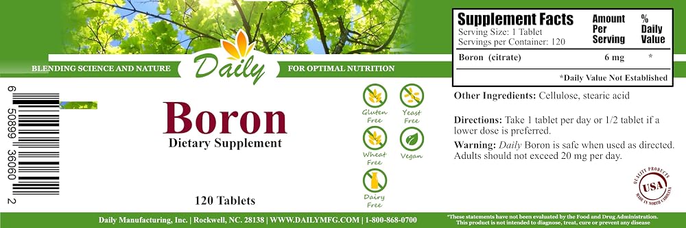 Daily Manufacturing Boron Trace Mineral - 120 Tablets - image 2