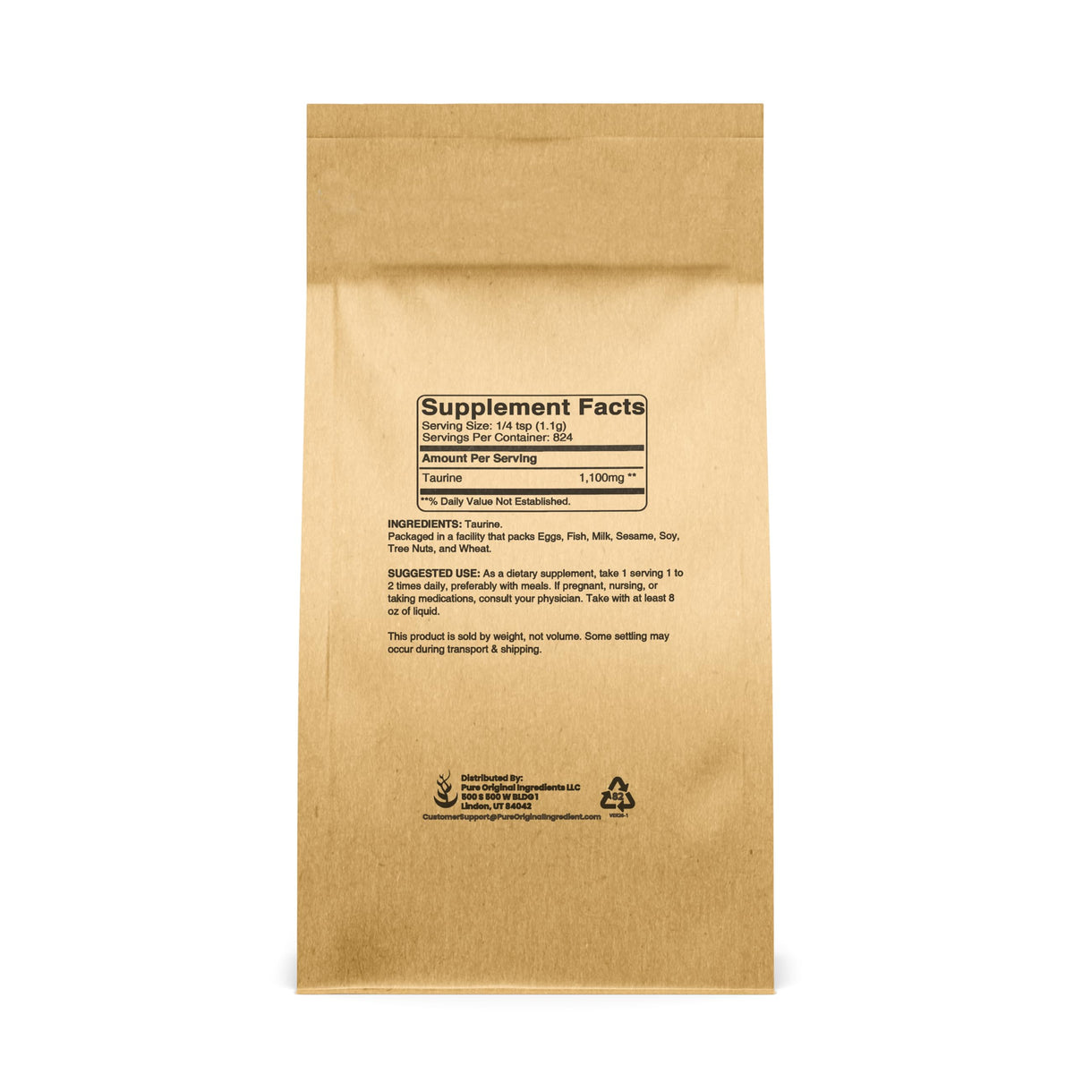 Pure Original Ingredients Taurine Powder Dietary Supplement