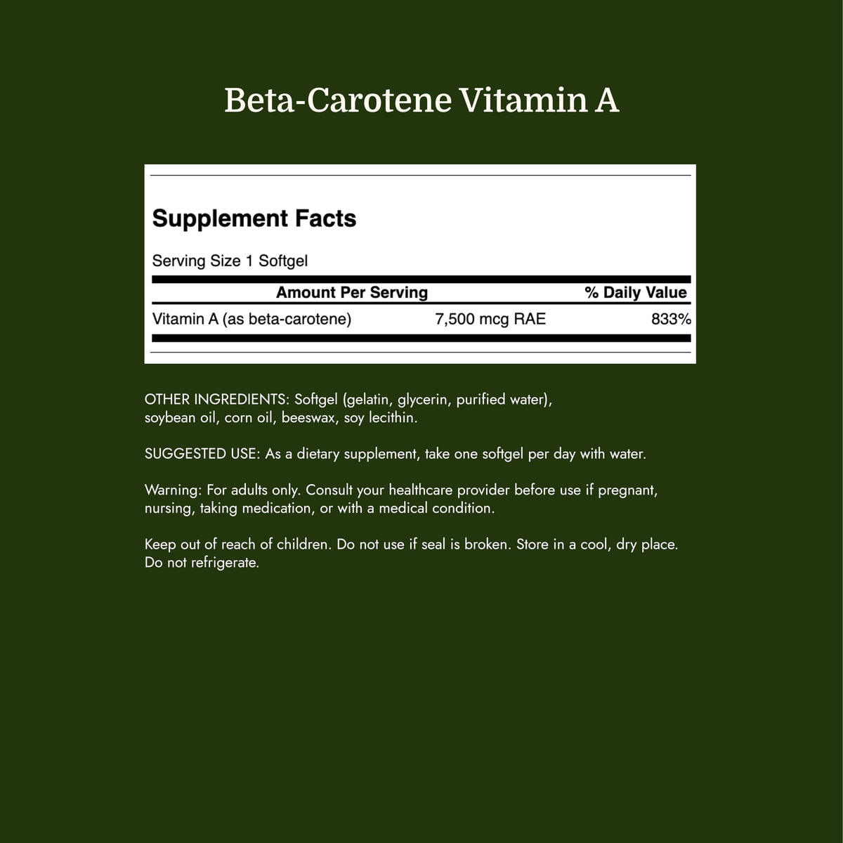 Swanson Beta-Carotene Vitamin A 25,000 IU - 300 Softgels - image 4