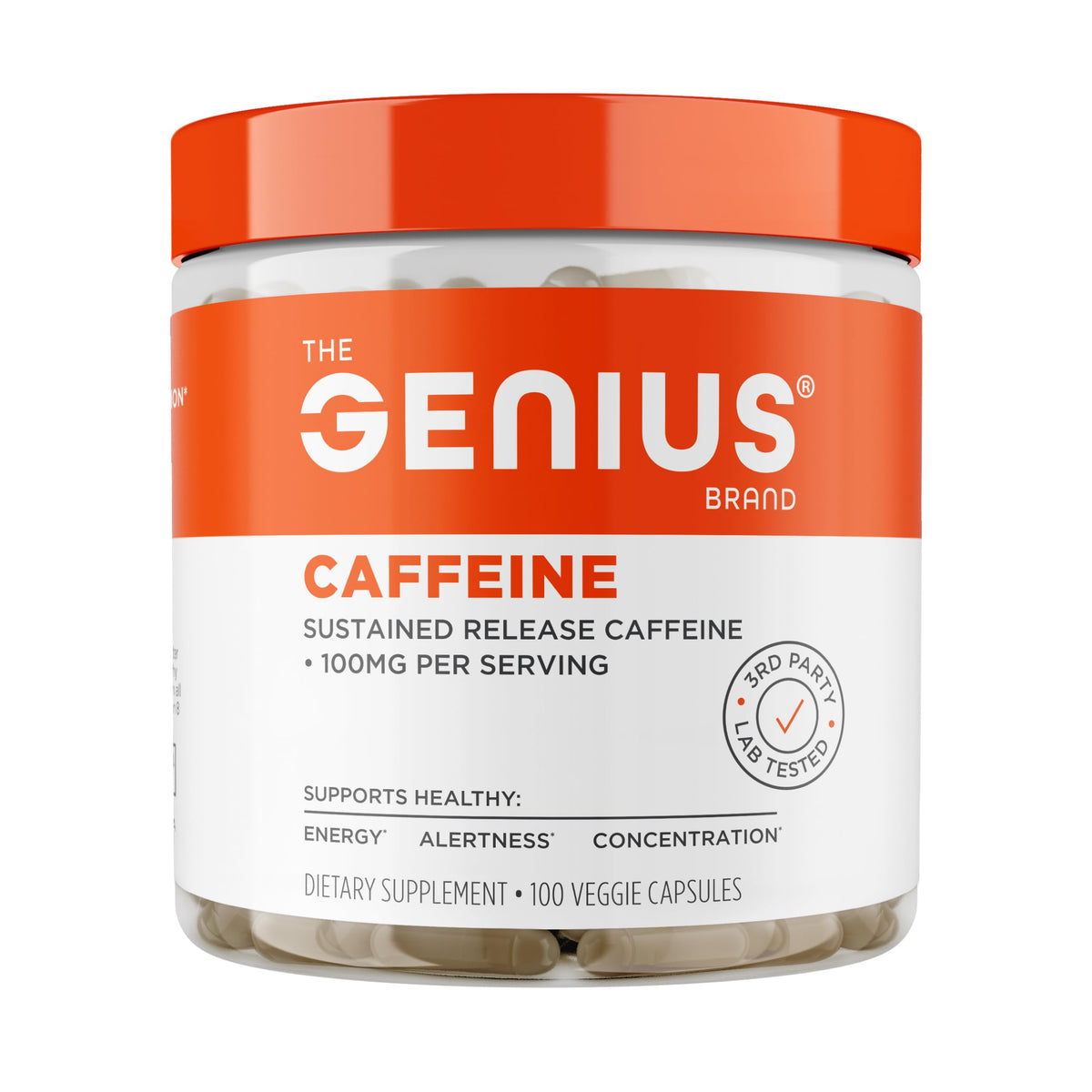 The Genius Brand Caffeine Sustained-Release 100mg - 100 Capsules