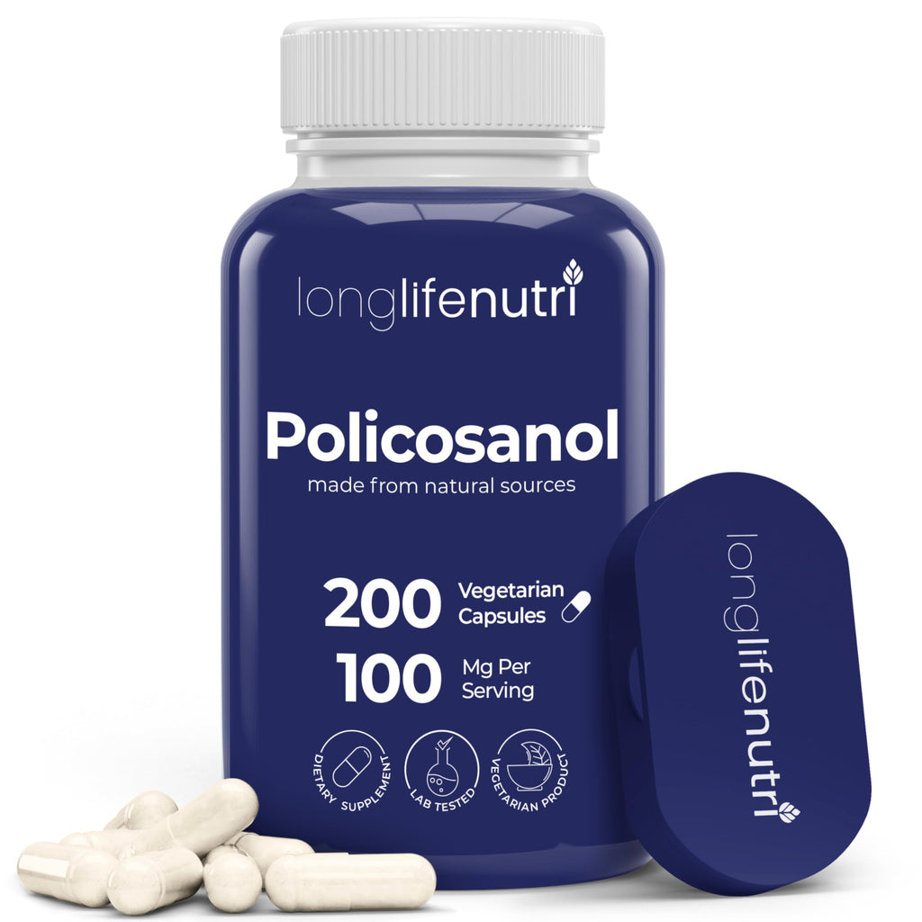 LongLifeNutri Policosanol 100mg - 200 Vegetarian Capsules