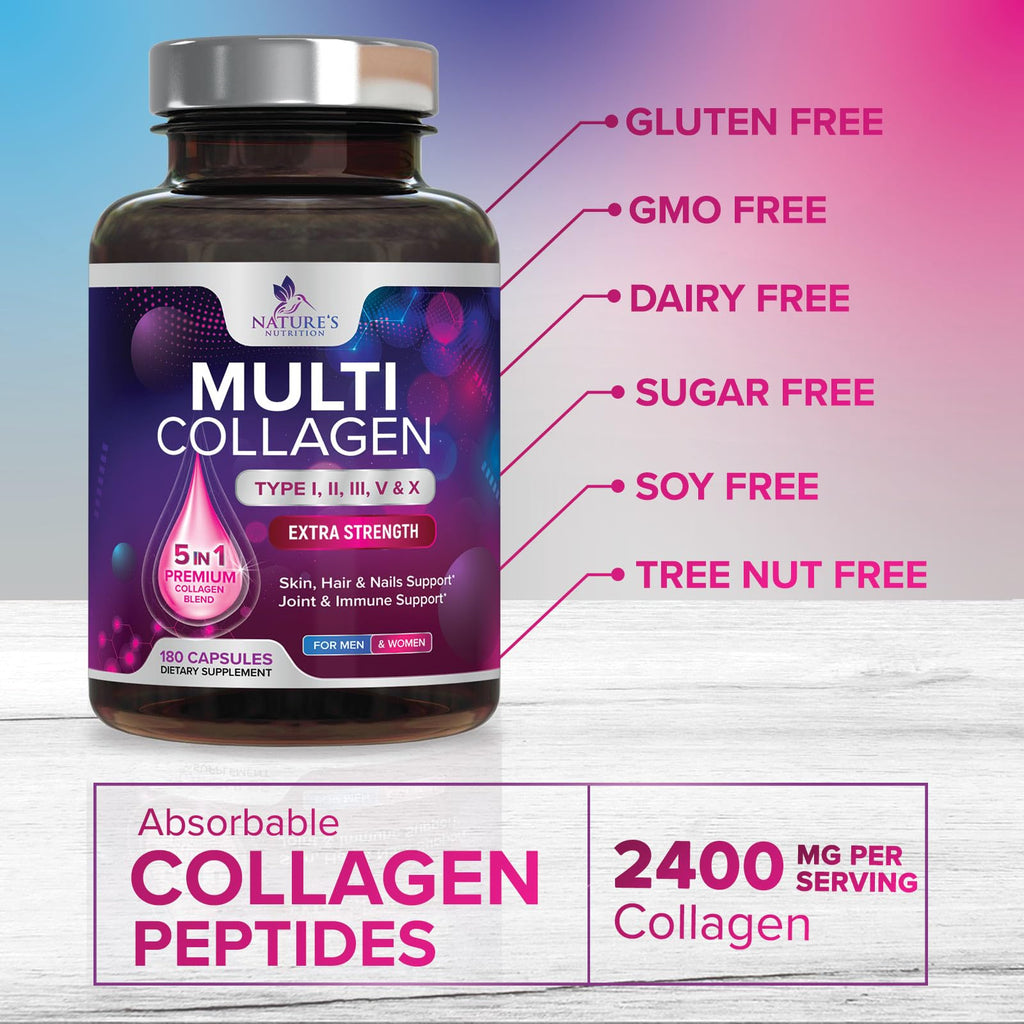 Nature's Nutrition Multi Collagen Complex Pills - Hydrolyzed Collagen