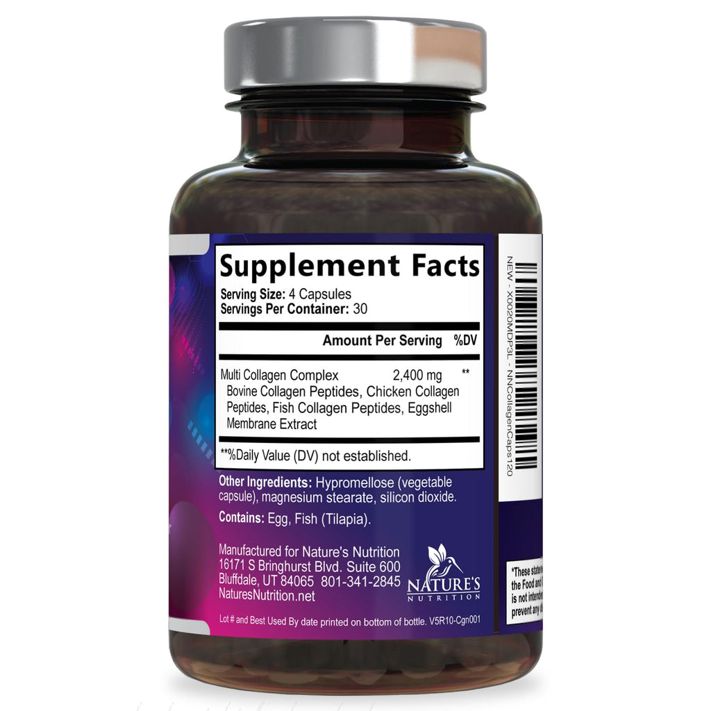 Nature's Nutrition Multi Collagen Complex Pills - Hydrolyzed Collagen