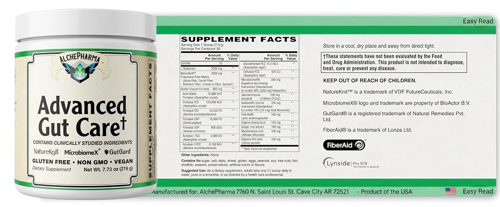 AlchePharma Advanced Gut Care Dietary Supplement
