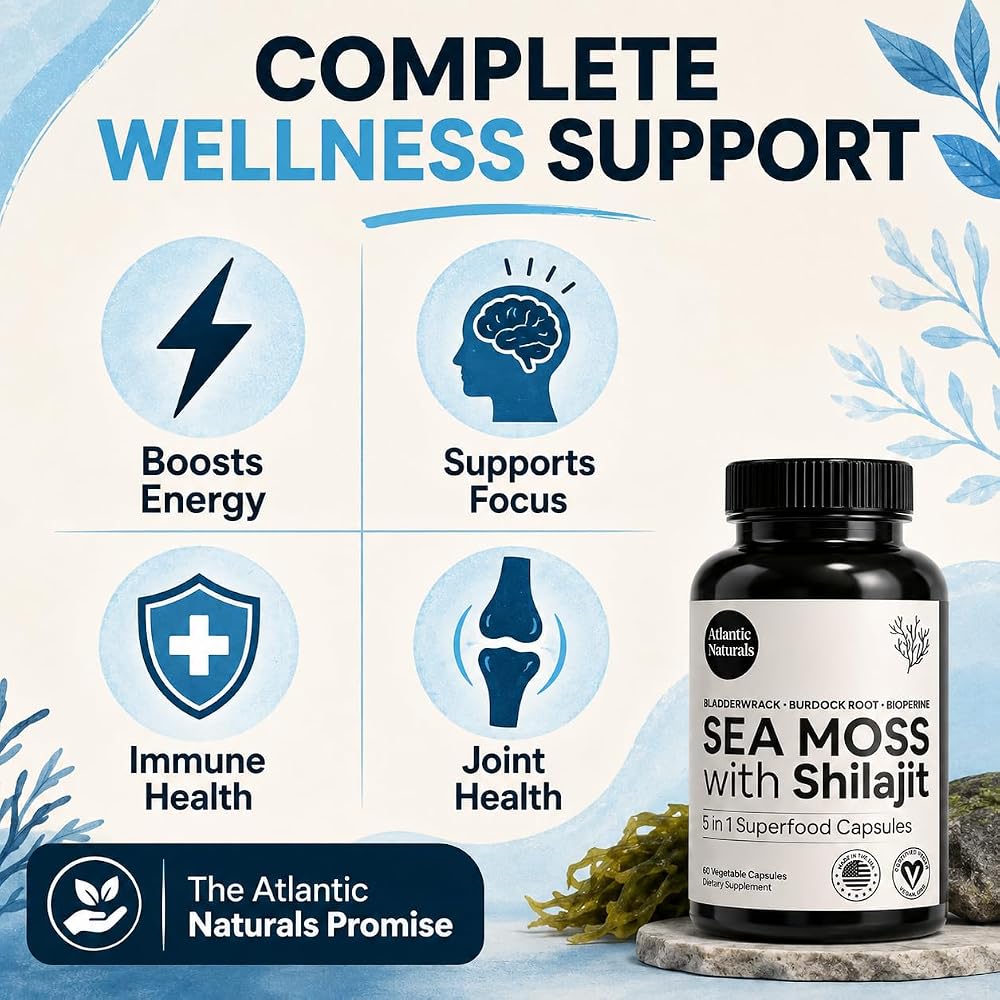 Atlantic Naturals Irish Sea Moss & Shilajit Capsules - 60 Count - image 3