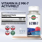 KAL Vitamin K2 MK7 ActivMelt 100 mcg Tablets - 60 Micro Tablets - image 2