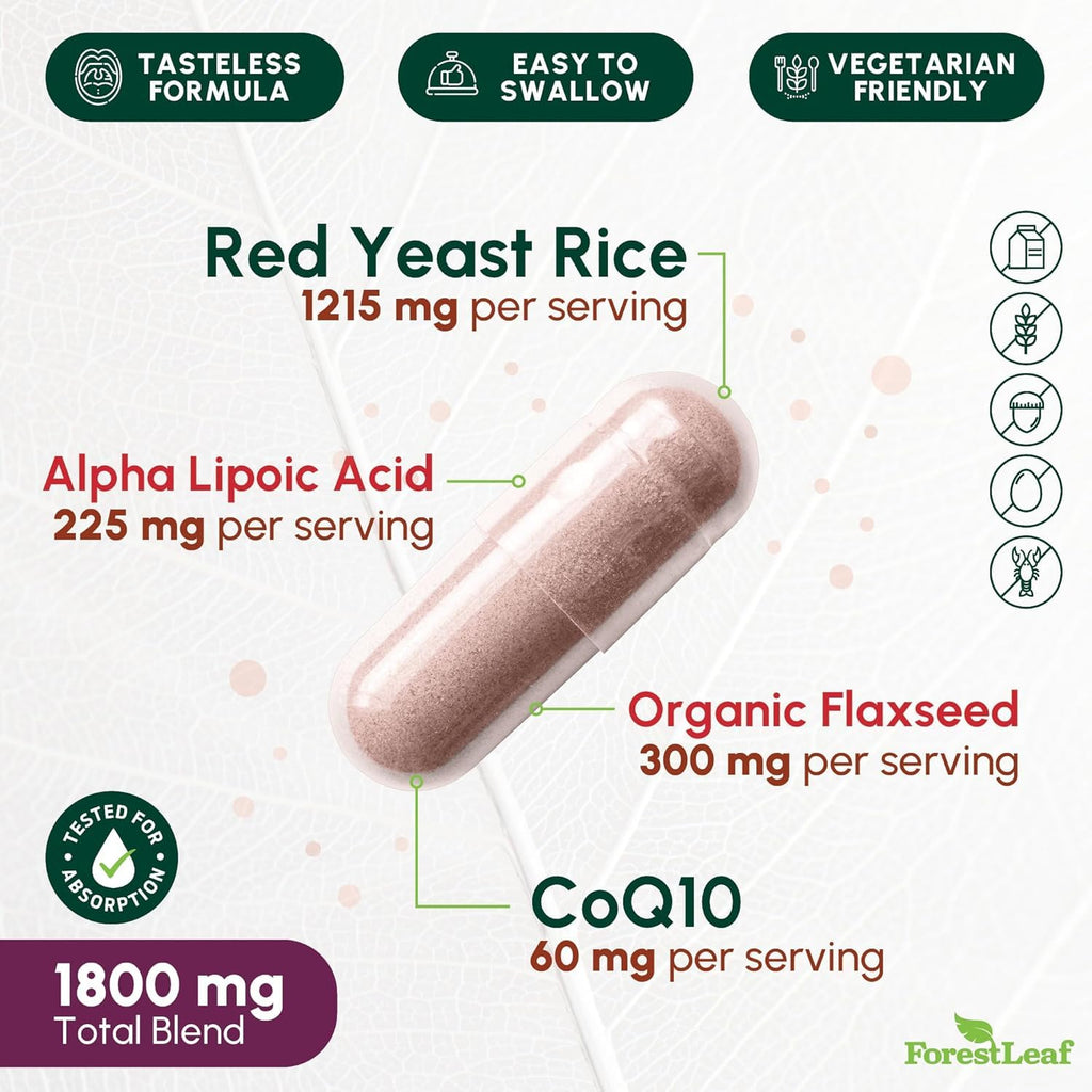 ForestLeaf Red Yeast Rice 1215 mg - 90 Vegetarian Capsules - image 4