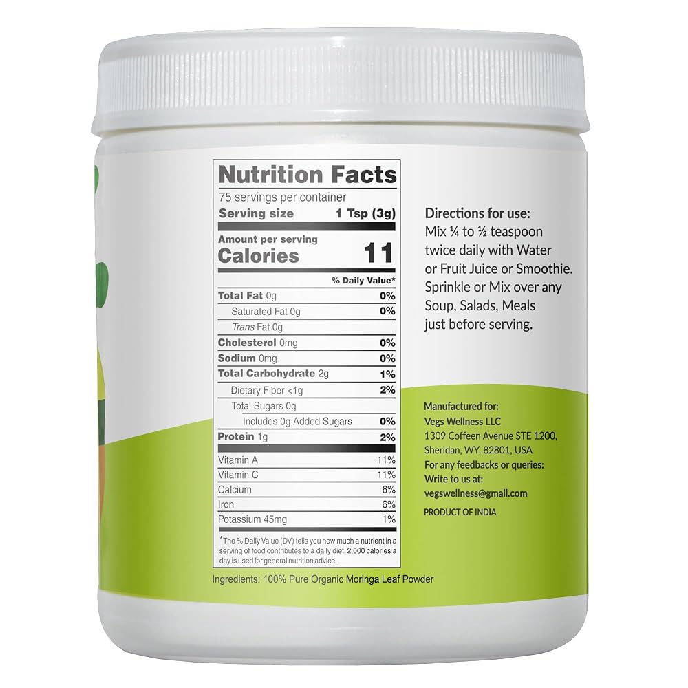 Vegs Moringa Powder Organic Freeze Dried - 8 oz - image 2