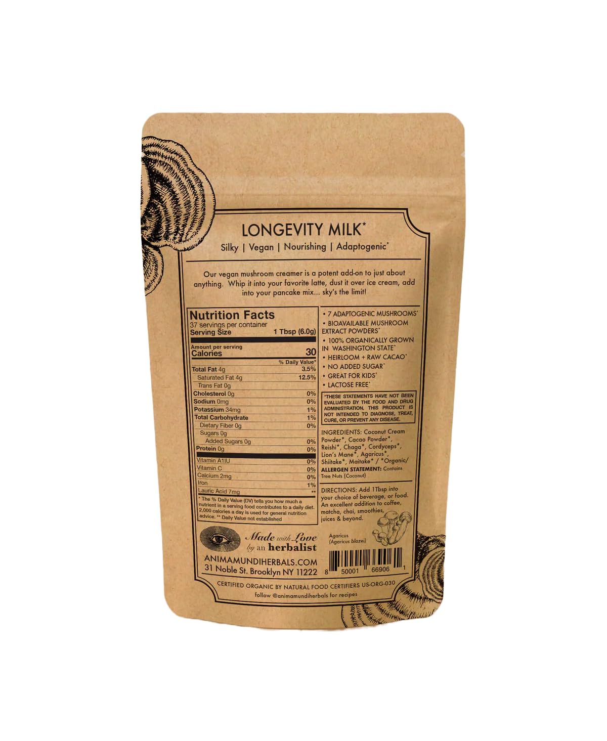 Anima Mundi Apothecary Mushroom Mocha Milk Powder - 8oz - image 2