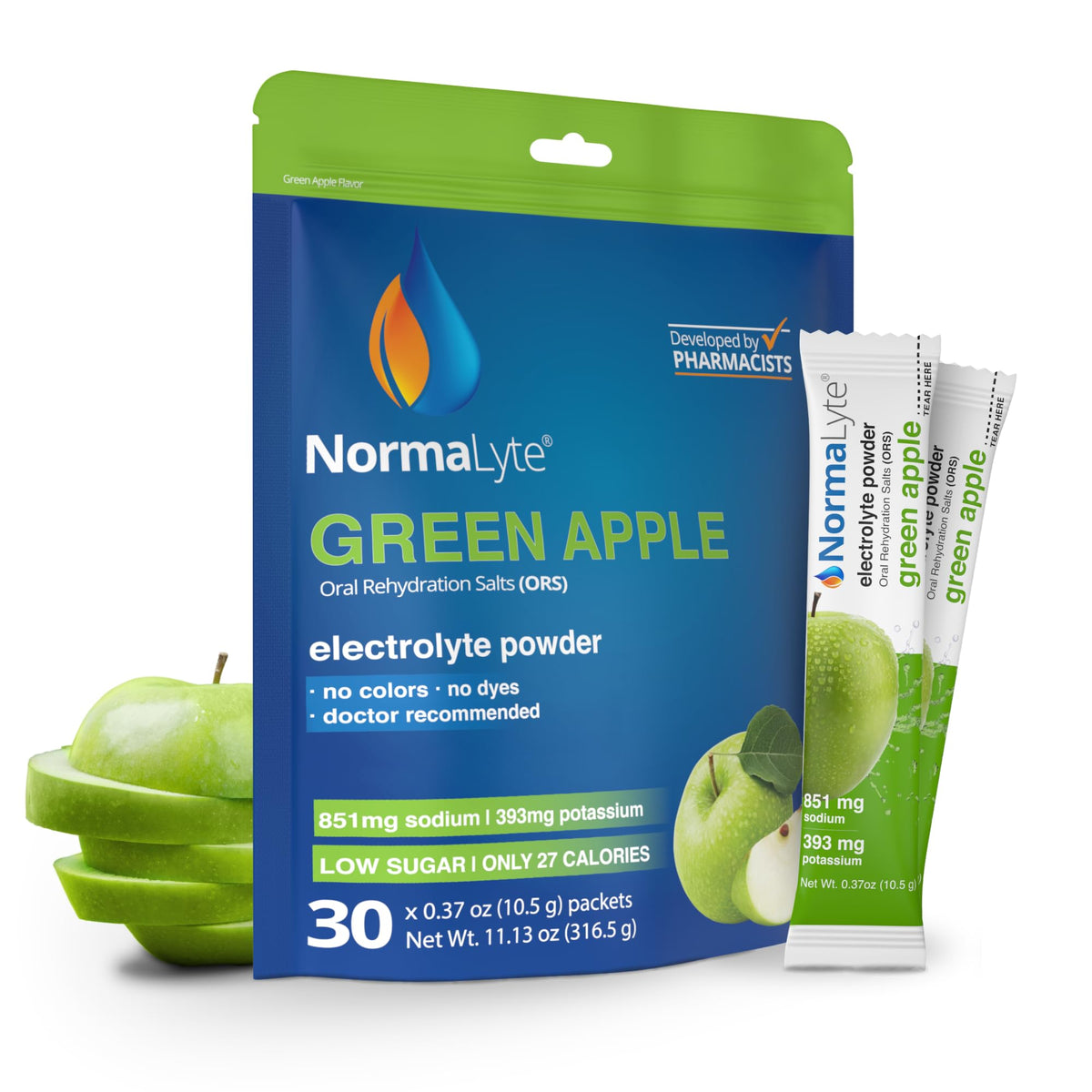 NormaLyte Apple Electrolyte Powder Packets - 30 Count