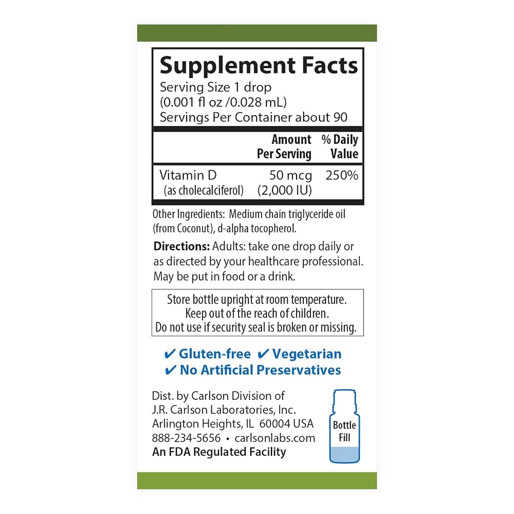 Carlson Plant-Based Super Daily D3 2000 IU - 90 Drops - image 3