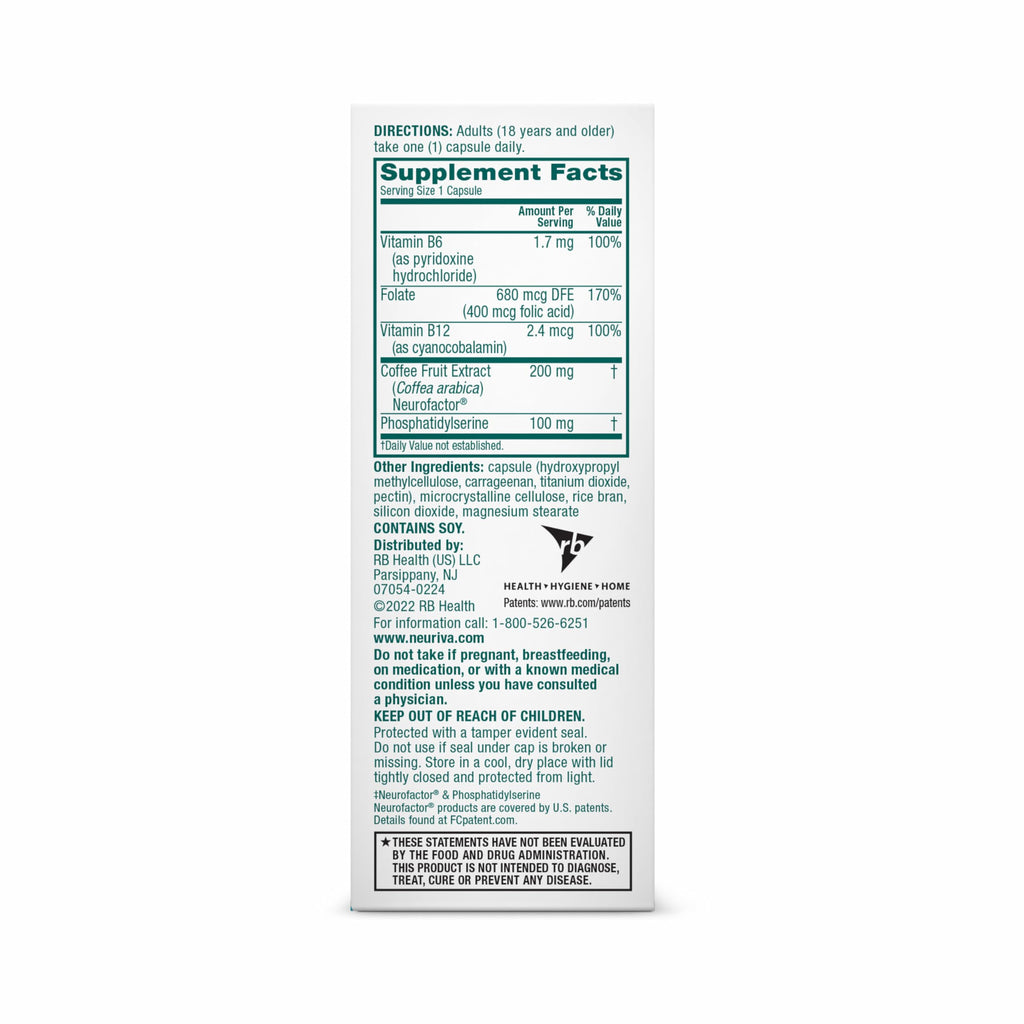 NEURIVA Plus Brain Supplement for Memory and Focus, 30 Capsules