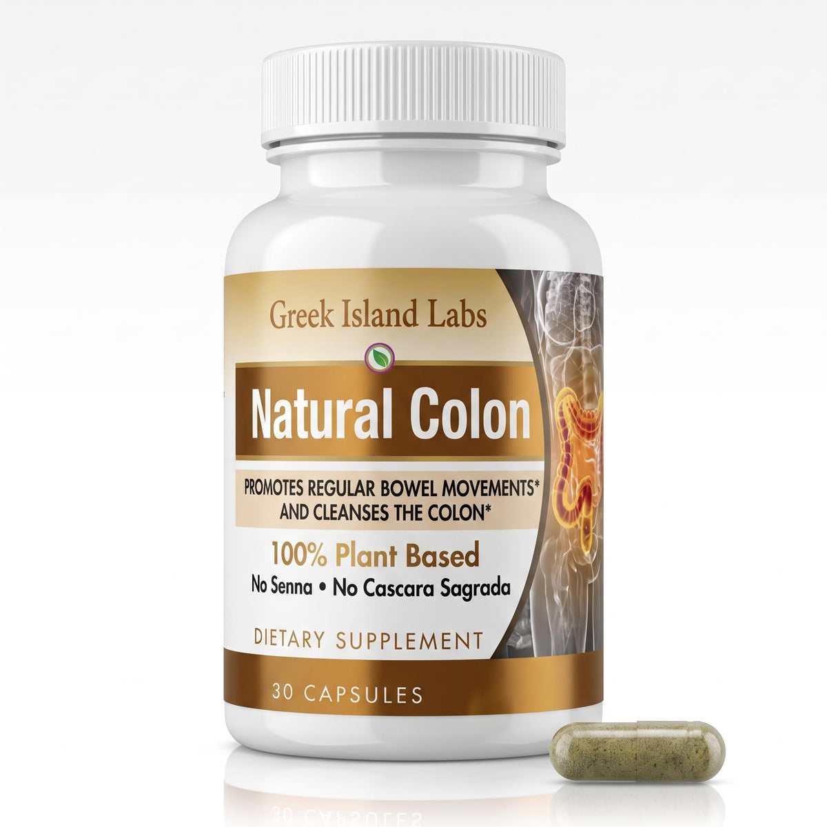 Greek Island Labs Natural Colon Cleanse Supplements - 30 Capsules