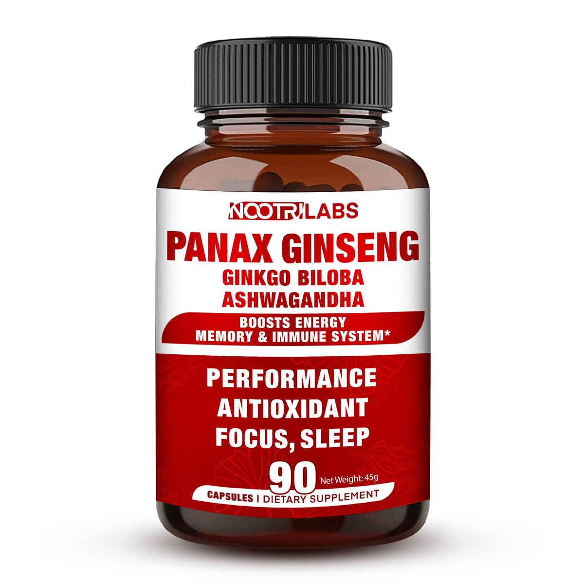 Nootrilabs Naturals Korean Red Panax Ginseng with Ginkgo Biloba - 90 Capsules
