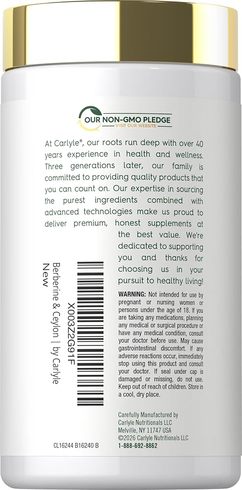 Carlyle Berberine with Ceylon Cinnamon - 60 Vegetarian Capsules - image 3