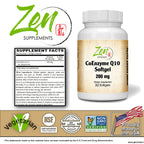 Zen Supplements CoEnzyme Q10 200mg - 30 Softgels - image 3