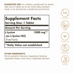 Solgar L-Lysine 1000 mg Skin & Tissue Support - 250 Tablets - image 2