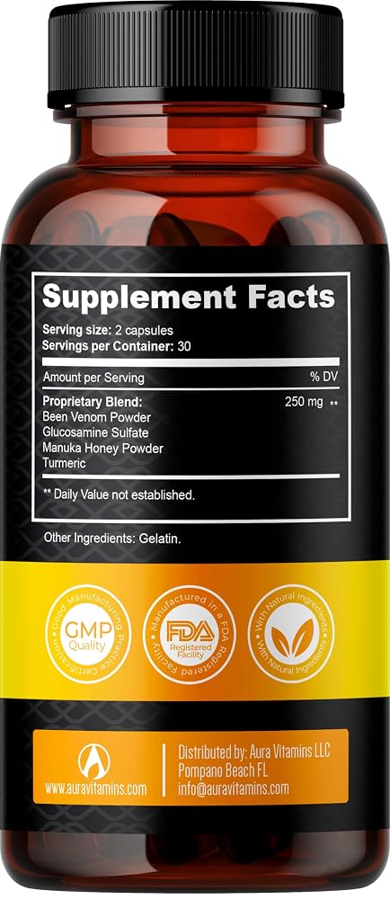 AURA VITAMINS Bee Flex Joint Support Glucosamine & Turmeric - 60 Capsules - image 8