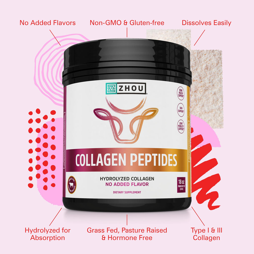 ZHOU Collagen Peptides Supplement Powder - 18 oz Jar - image 4