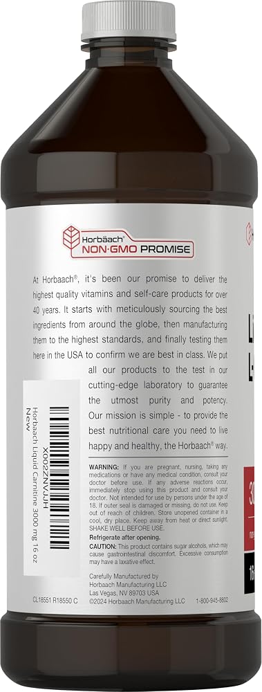 Horbäach L-Carnitine Liquid 3000 mg - 16 Fl Oz - image 3