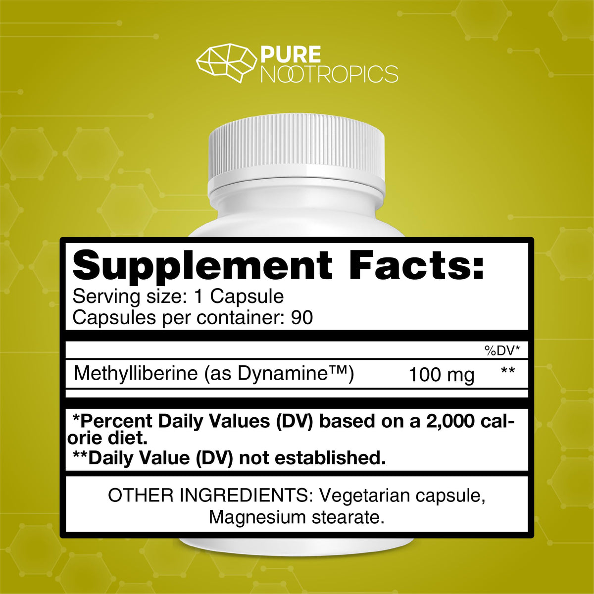 Pure Nootropics Dynamine Methylliberine 100 mg - 90 Capsules - image 2