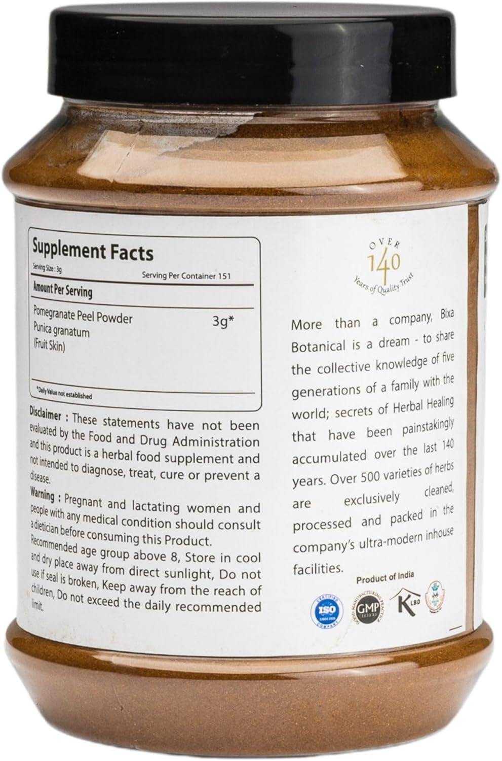 bixa BOTANICAL Pomegranate Peel Powder & Greater Glangal Powder