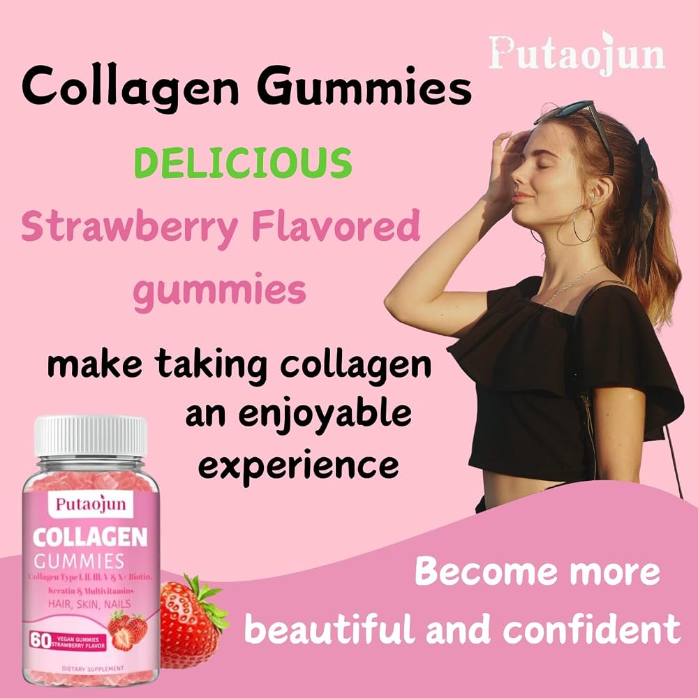 Putaojun Collagen Gummies Hair, Skin & Nails with Biotin - 120 Count - image 6
