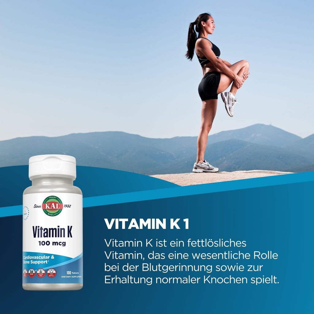 KAL Vitamin K1 100 Mcg Tablets for Bone Support - 100 Tablets - image 2