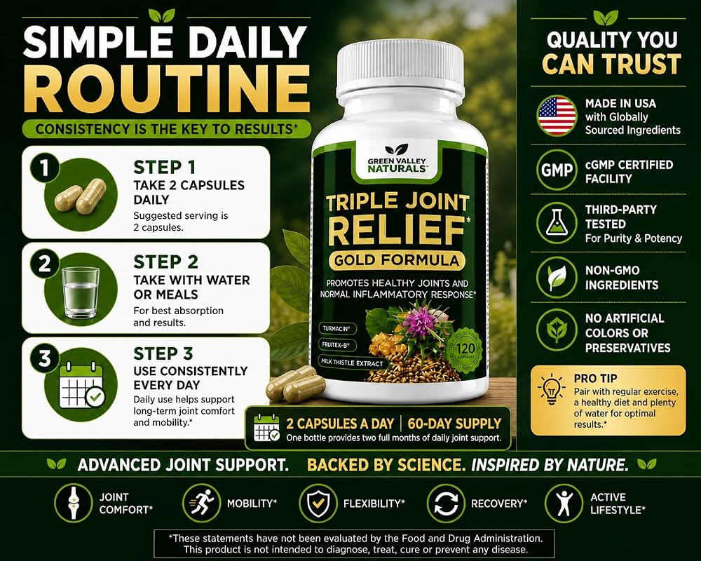Green Valley Naturals Triple Joint Relief Gold - 120 Capsules - image 8