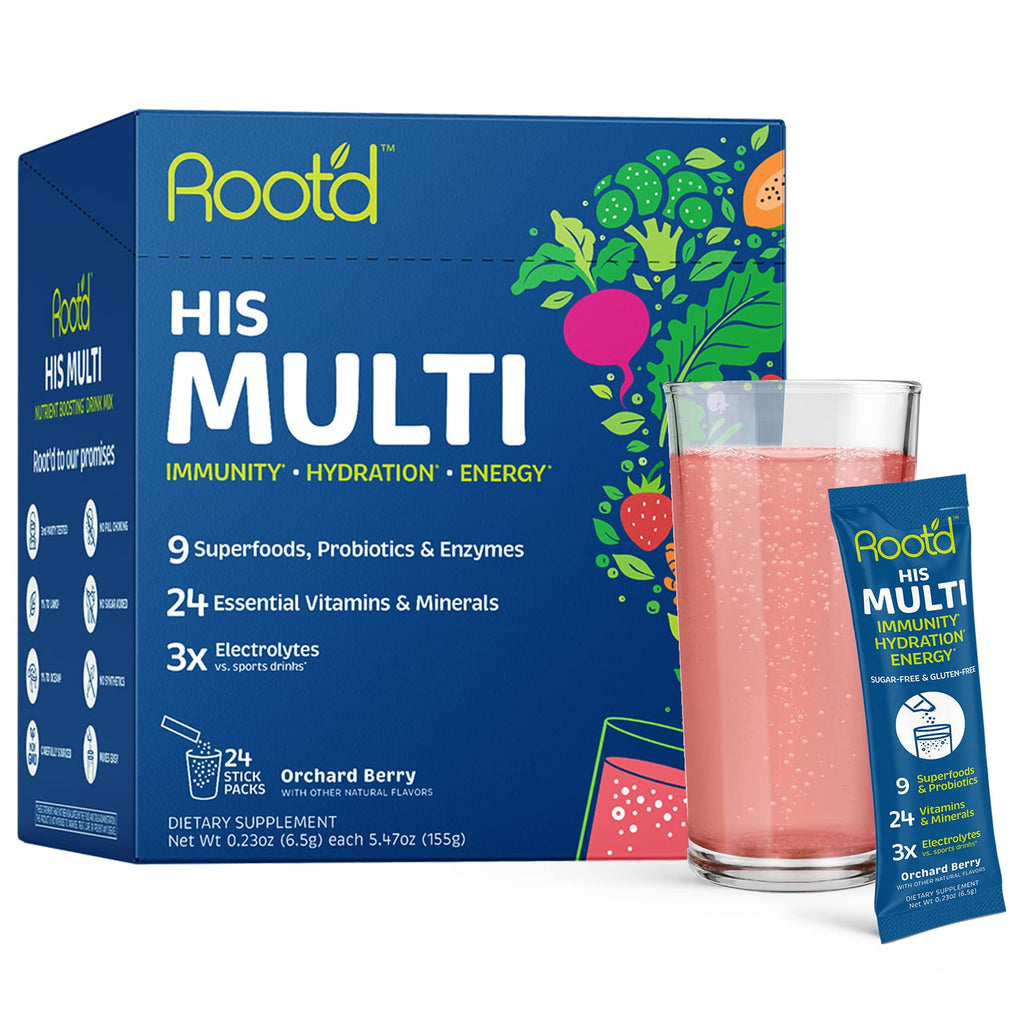 Root'd Multivitamin Powder with 3X Electrolytes for Men - 24 Vitamins