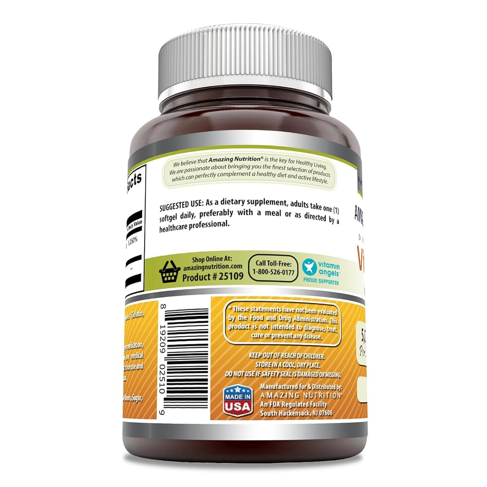 Amazing Nutrition Vitamin D3 5000 IU - 180 Softgels - image 2