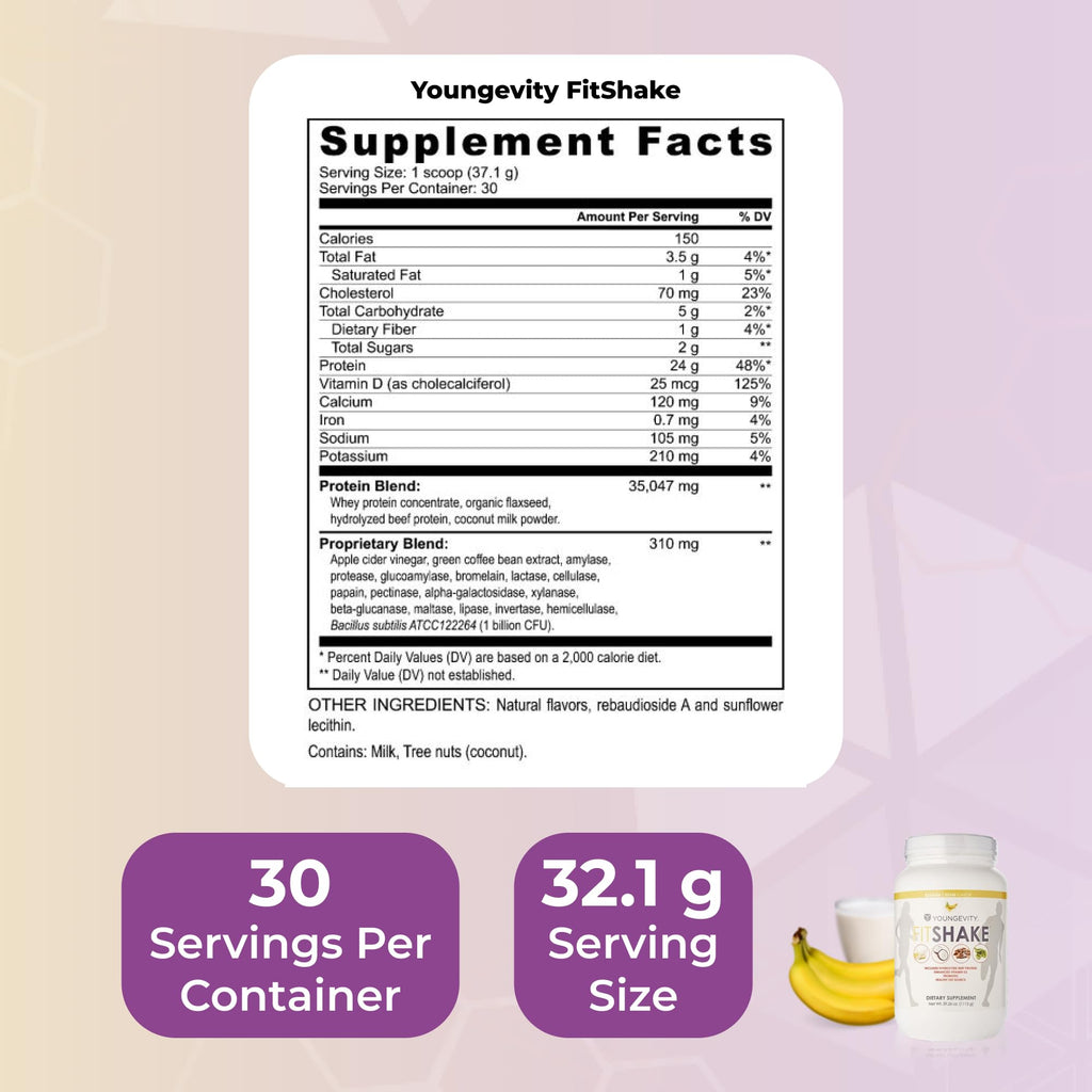 Youngevity FitShake Banana Cream Protein Powder - 2.4 lbs - image 3