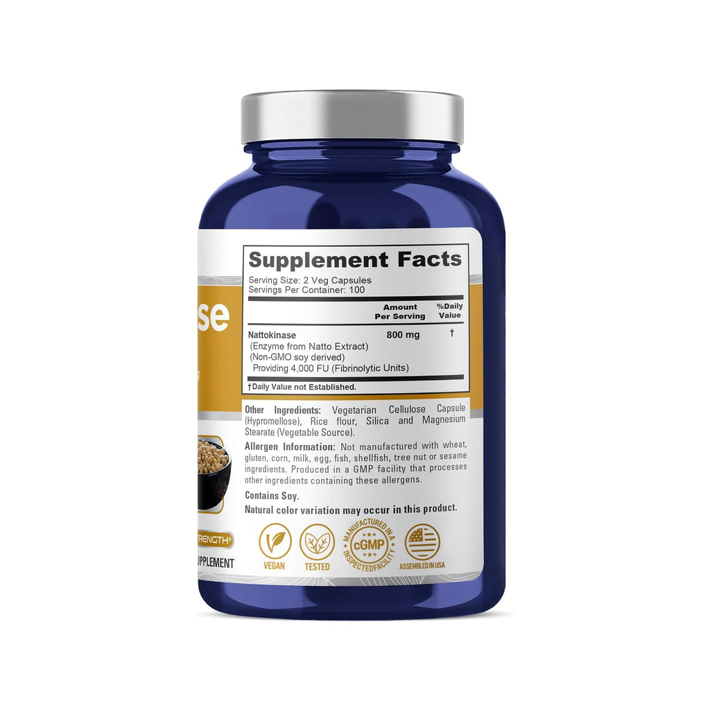 NusaPure Nattokinase 4000 FU Vegan 800mg - 200 Vegetarian Capsules - image 2