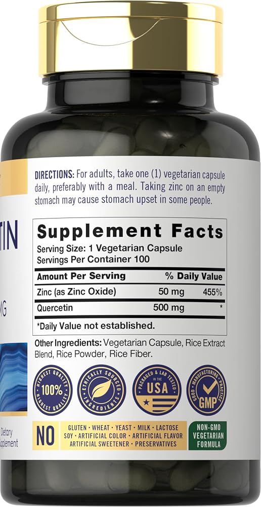 Carlyle Quercetin 500mg with Zinc - 100 Vegetarian Capsules - image 2
