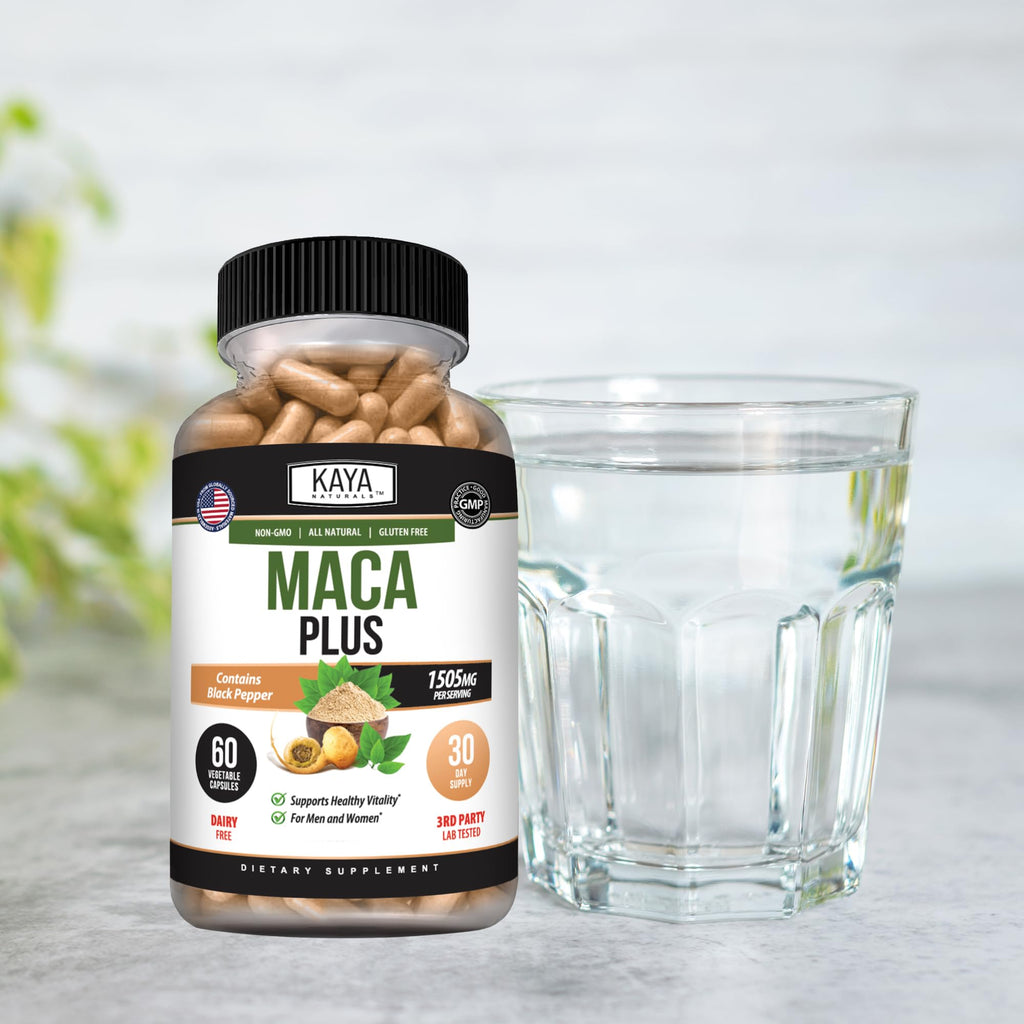 Kaya Naturals MACA Plus - Maca Root Capsules for Women and Men