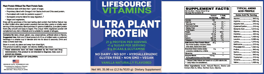 LifeSource Vitamins Plant Protein Vanilla - 2.2 lb - image 5