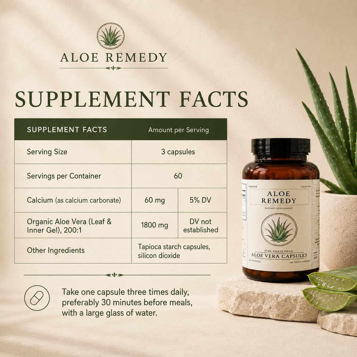 Aloe Remedy Aloe Vera Capsules for Bladder Comfort - 180 Vegan Capsules - image 3