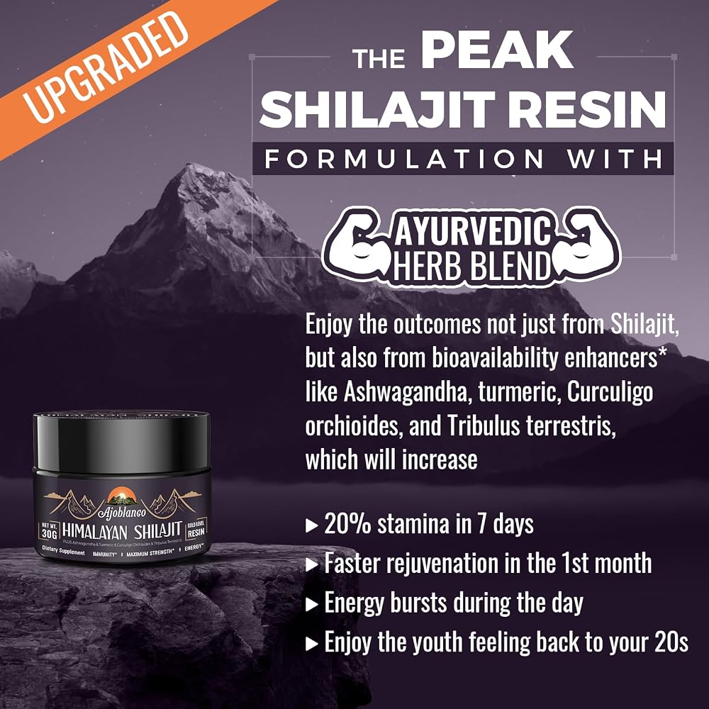 Ajoblanco 600mg Shilajit Pure Himalayan Organic Shilajit Resin
