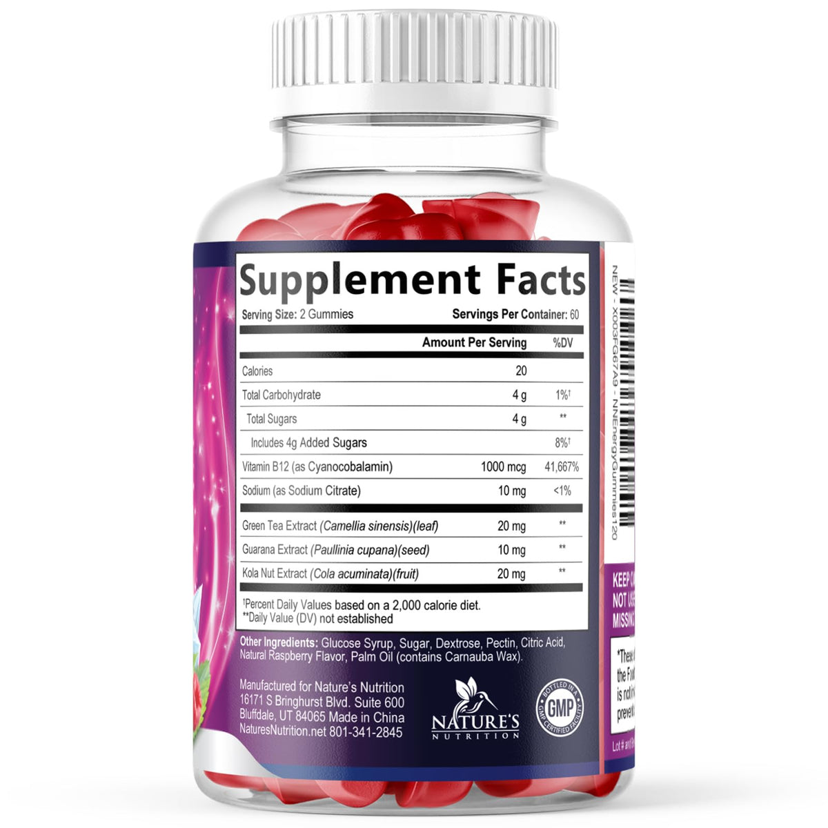 Nature's Nutrition Energy Gummies Vitamin B12 1000mcg Per Serving