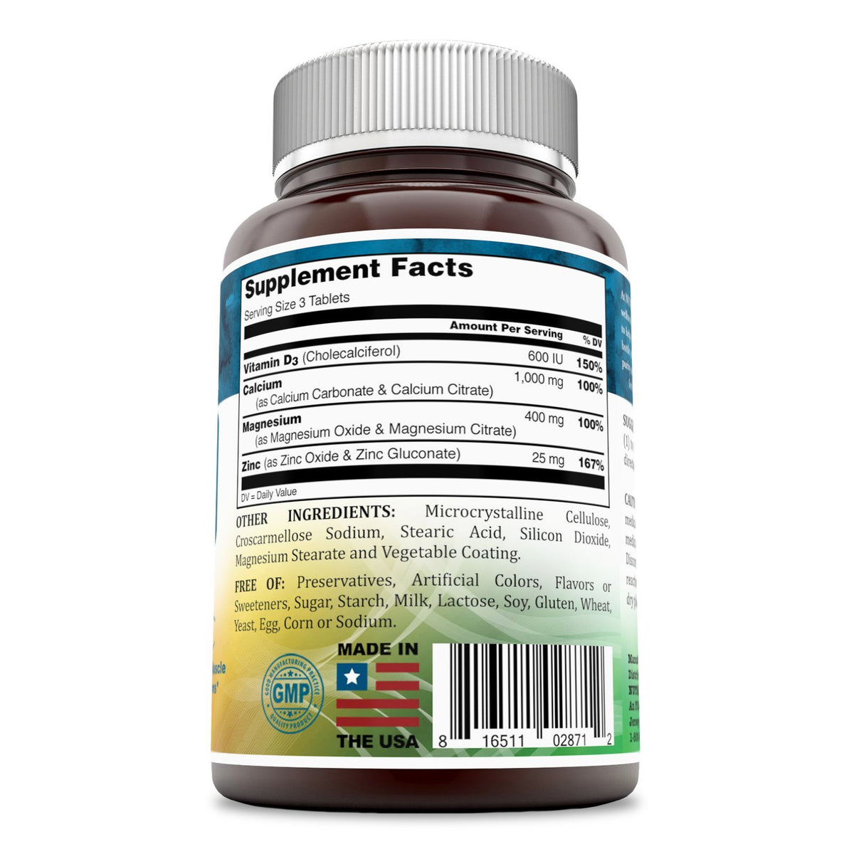 Nutri Essentials Calcium Magnesium Zinc Vitamin D3 Tablets - 300 Count - image 3