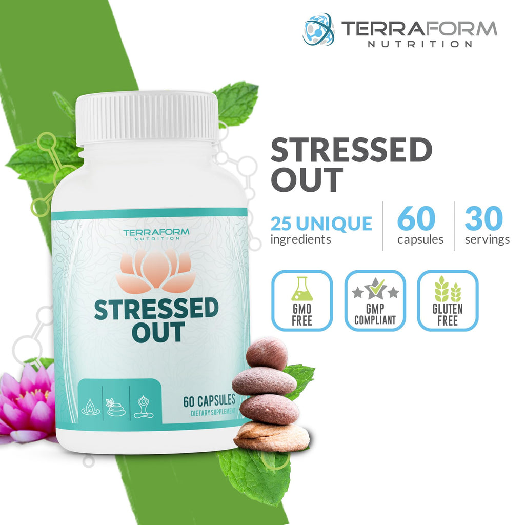 TerraForm Nutrition Stressed Out Mental Focus & Relaxation - 60 Capsules - image 2