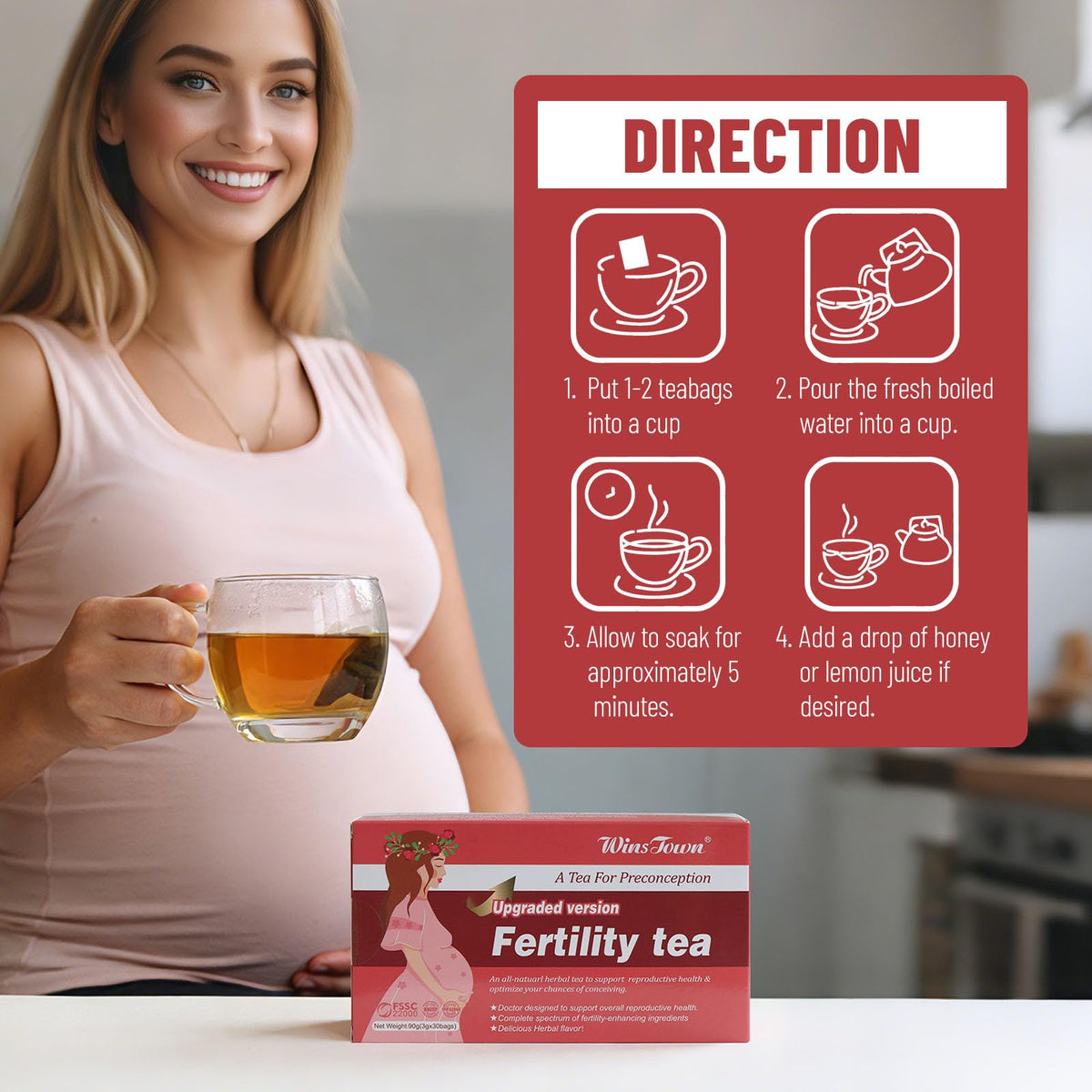 Wins Town Fertility Tea for Women - 30 Tea Bags - image 5