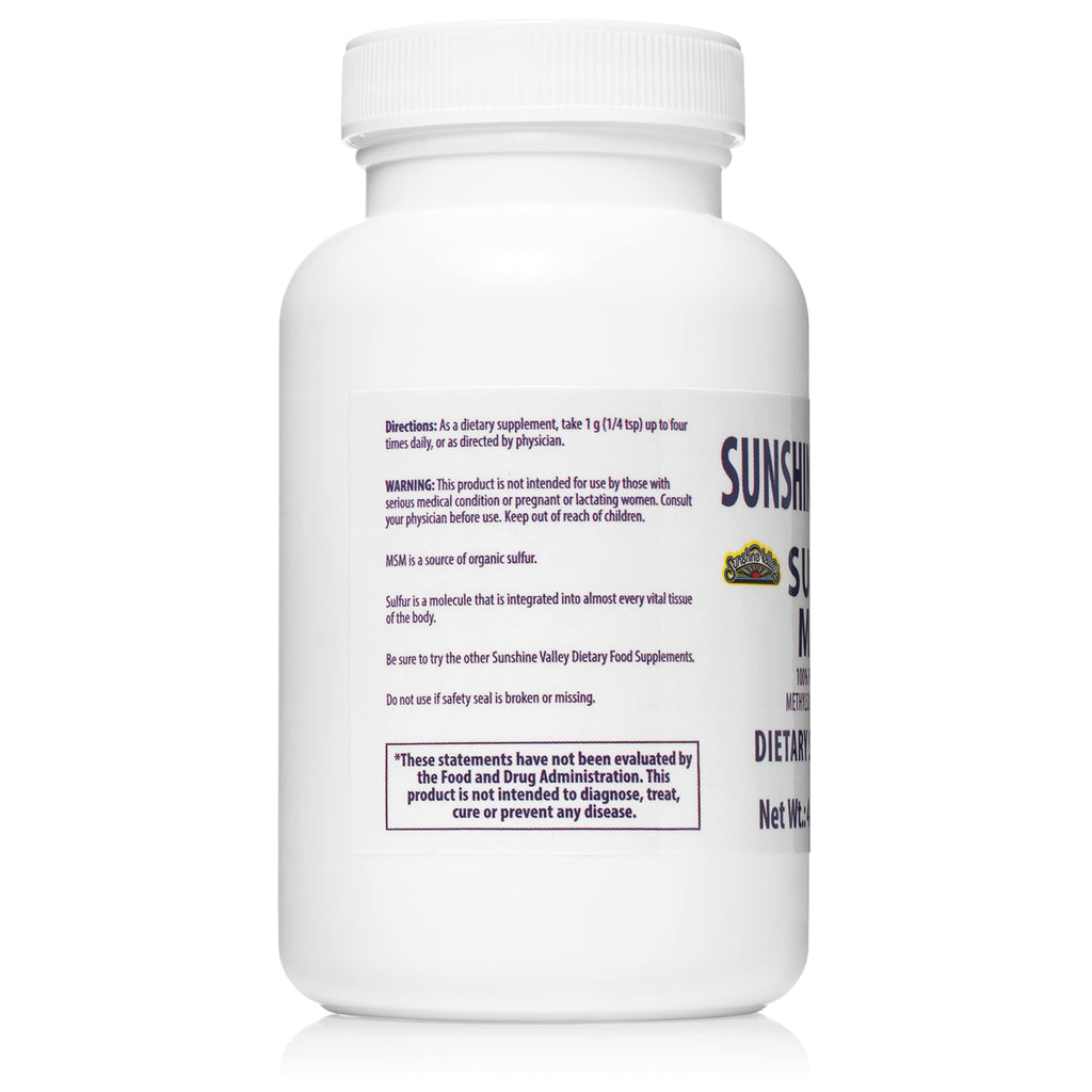 Sunshine Valley Super MSM Powder (Methylsulfonylmethane), Unflavored