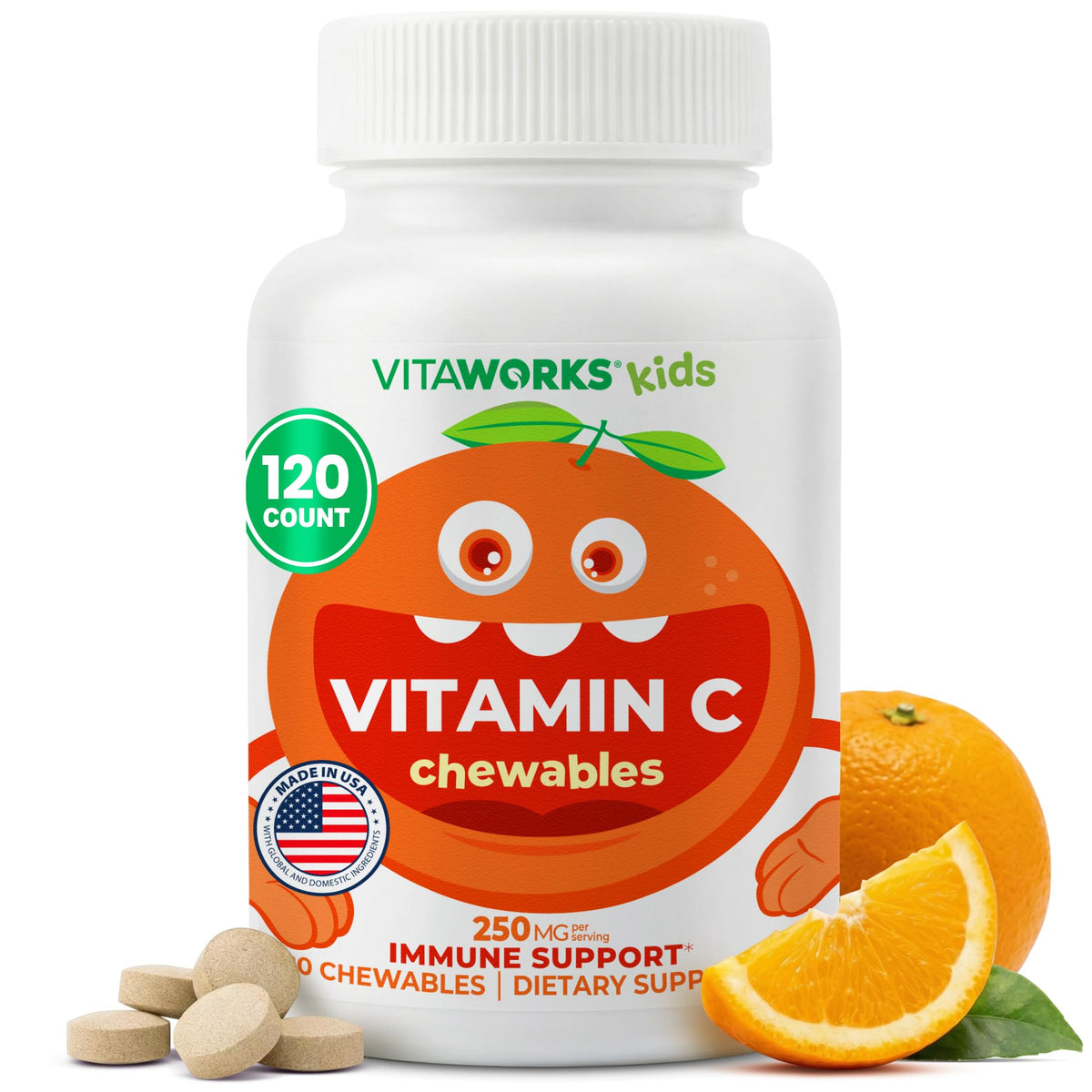VitaWorks Kids Vitamin C Chewable Tablets 250 mg - 120 Tablets