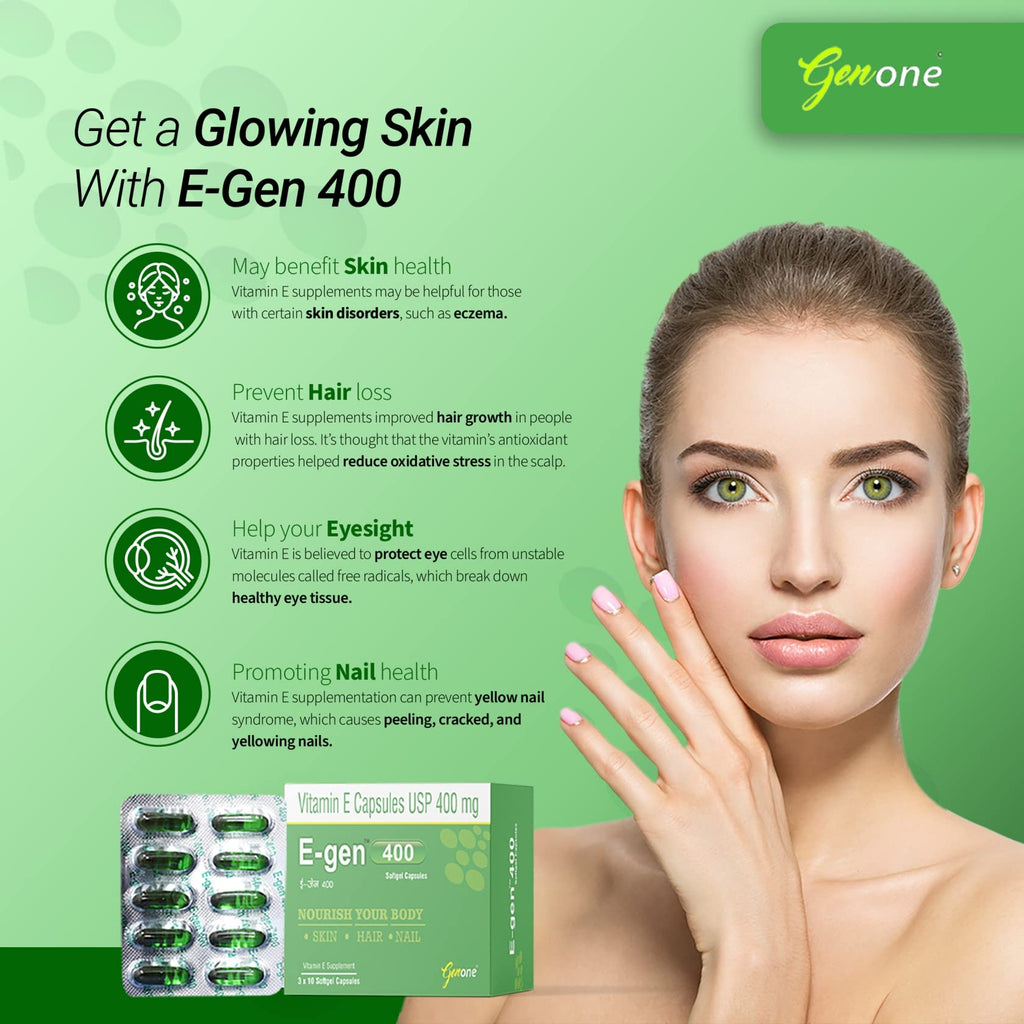 GENONE E-Gen 400 Vitamin E Capsules for Skin and Hair - 30 Capsules - image 5