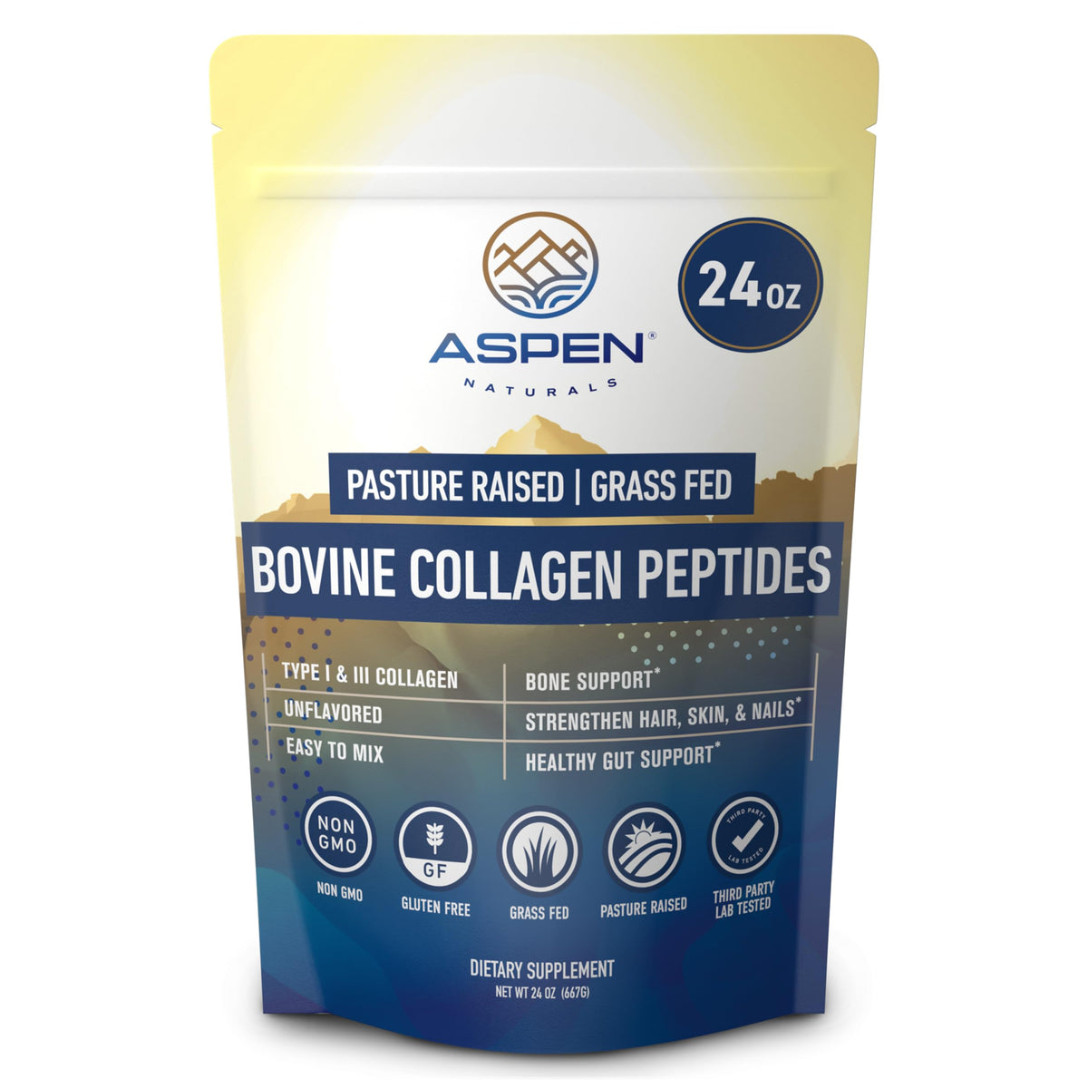 Aspen Naturals Grass Fed Bovine Collagen Peptides Powder - 24 oz