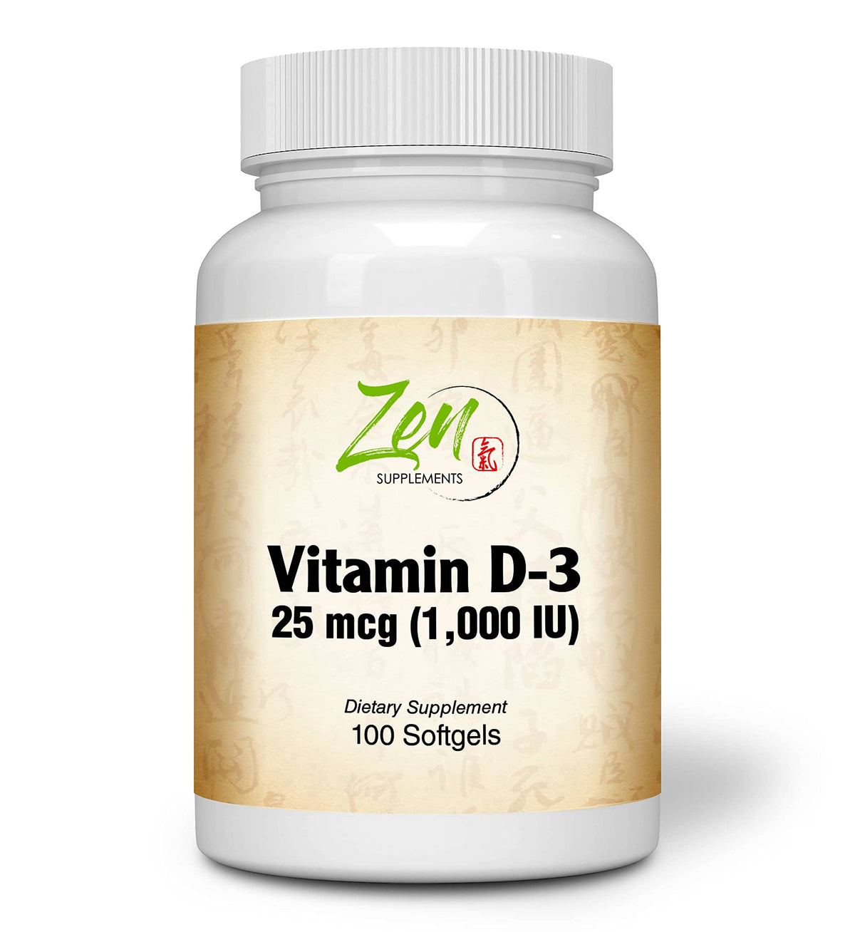 Zen Supplements Vitamin D-3 1000 IU - 100 Softgels