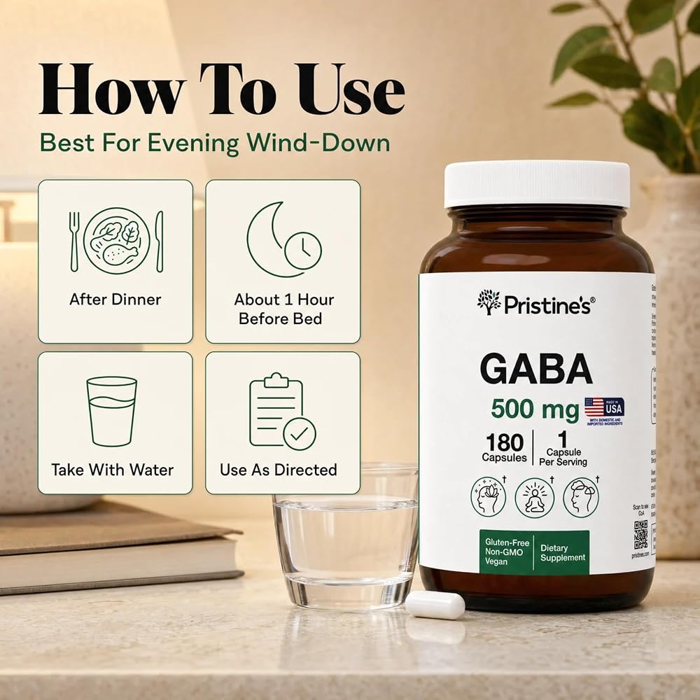 PRISTINE'S GABA 500mg Capsules Sleep Support - 180 Count - image 4
