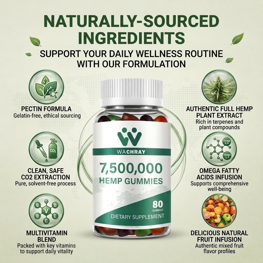 WACHRAY Advanced Hemp Gummies with Omega 3-6-9 - 240 Count - image 5